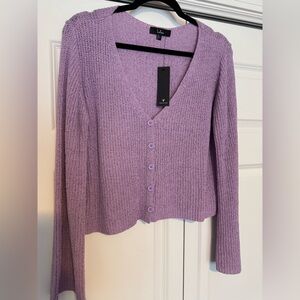 Lulu's Lilac Button-Up Cardigan Sweater BRAND NEW